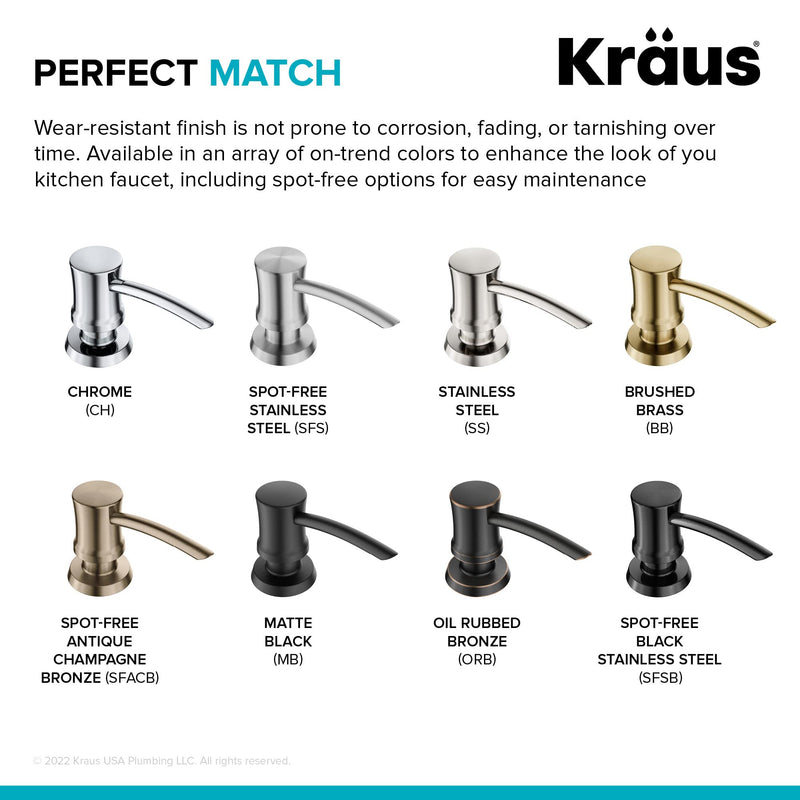 KRAUS Kitchen Soap and Lotion Dispenser in Brushed Brass, KSD-54BB Traditional Style