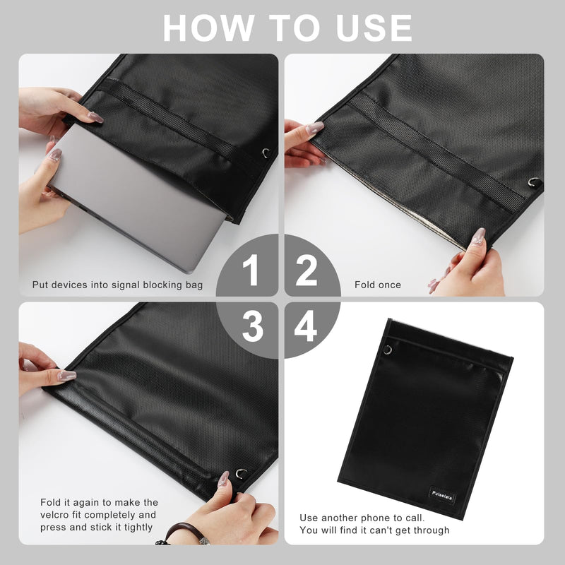 Large Faraday Bags Emp Proof for Car Keys & Phone & Tablets & Laptop & Key Fob - 5 Pack Faraday Cage Faraday Key Fob Protector Faraday Pouch, Anti-Tracking Anti-Hacking, RFID Signal Blocker (Black) Black