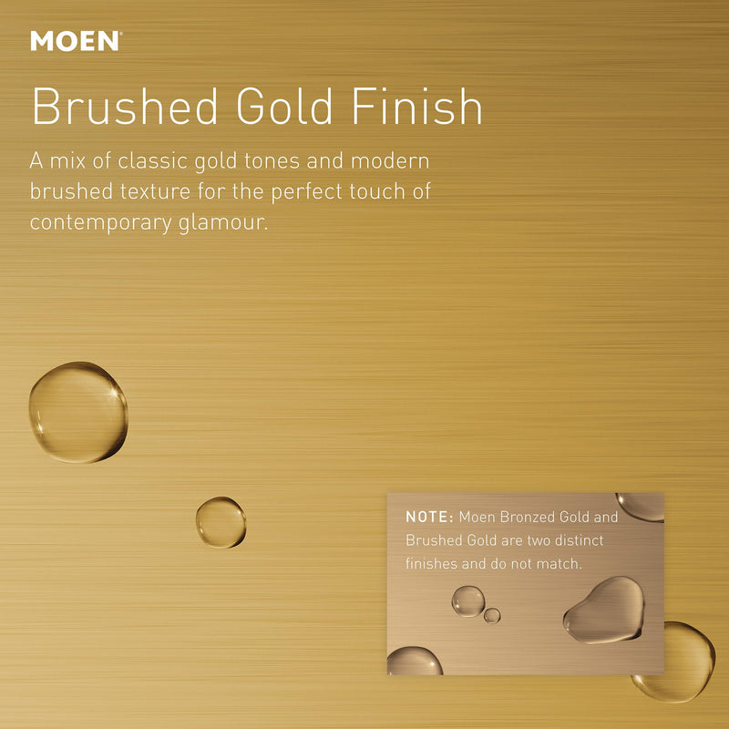 Moen 123815BG 8" Shower Arm, Brushed Gold | 8" extended reach, universal 1/2" threads, brushed gold finish, durable metal build, standard shower fit