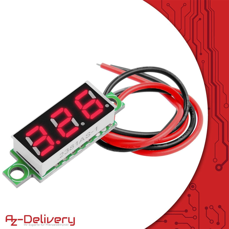 AZDelivery 5 x 0.28 inch mini digital voltmeter with 7-segment LED display 2.5V - 30V, voltage display, voltage measuring module including e-book!
