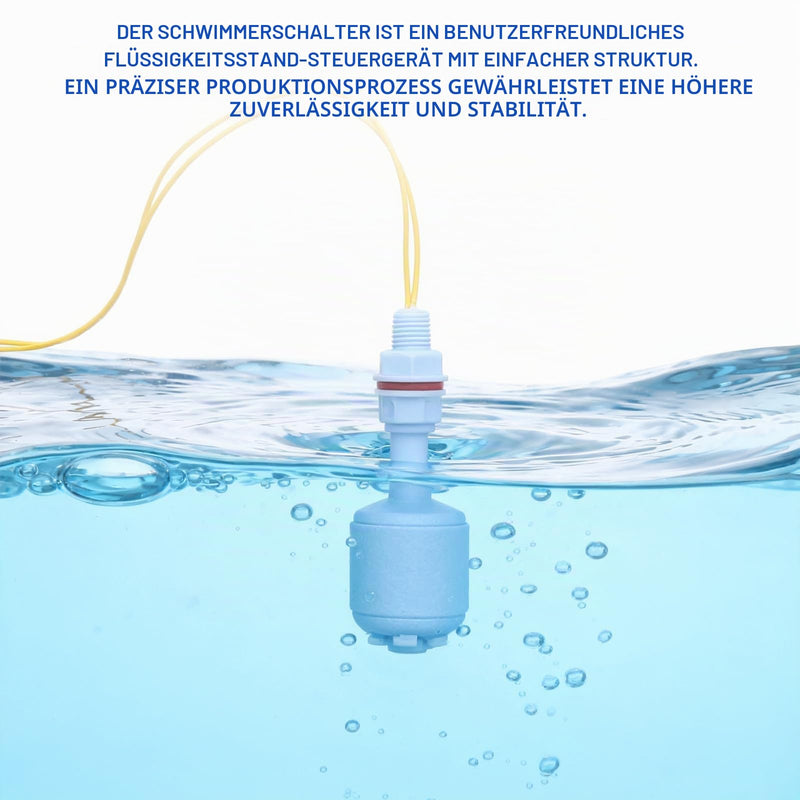 PP Float Switch Set of 4 - High Quality Float Switch with Level Sensors and Level Switch, Compact Liquid Sensor for Water Tank, Aquarium, Rain Barrel, Pump, Compatible with Swimming Water