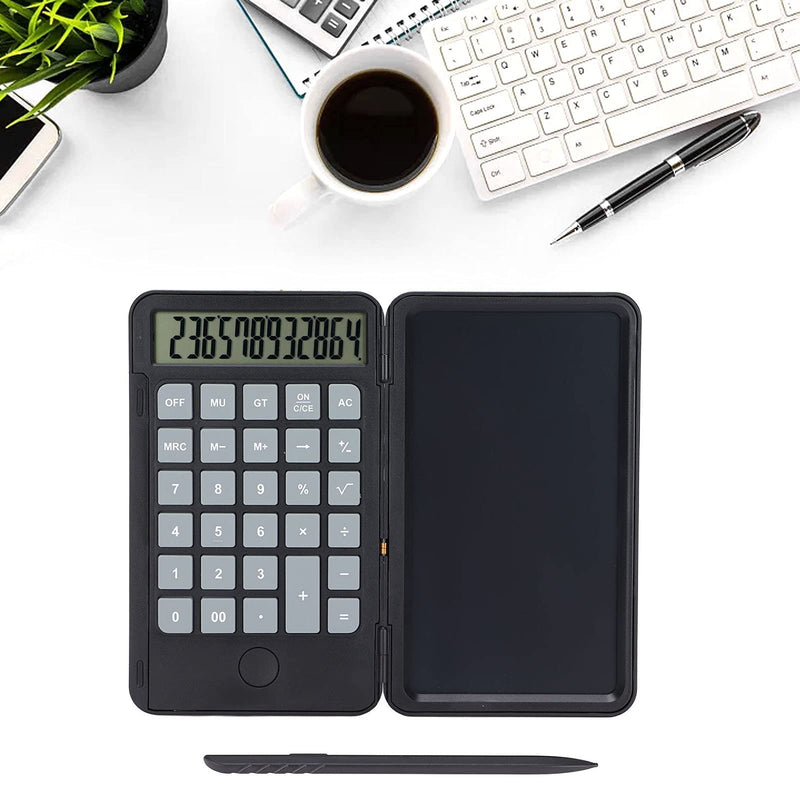 Calculator with Notepad, Portable Desk Calculator with Writing Pad, 6.5in LCD Display, Rechargeable Scientific Calculator for Office, Business and Home (Black) Black