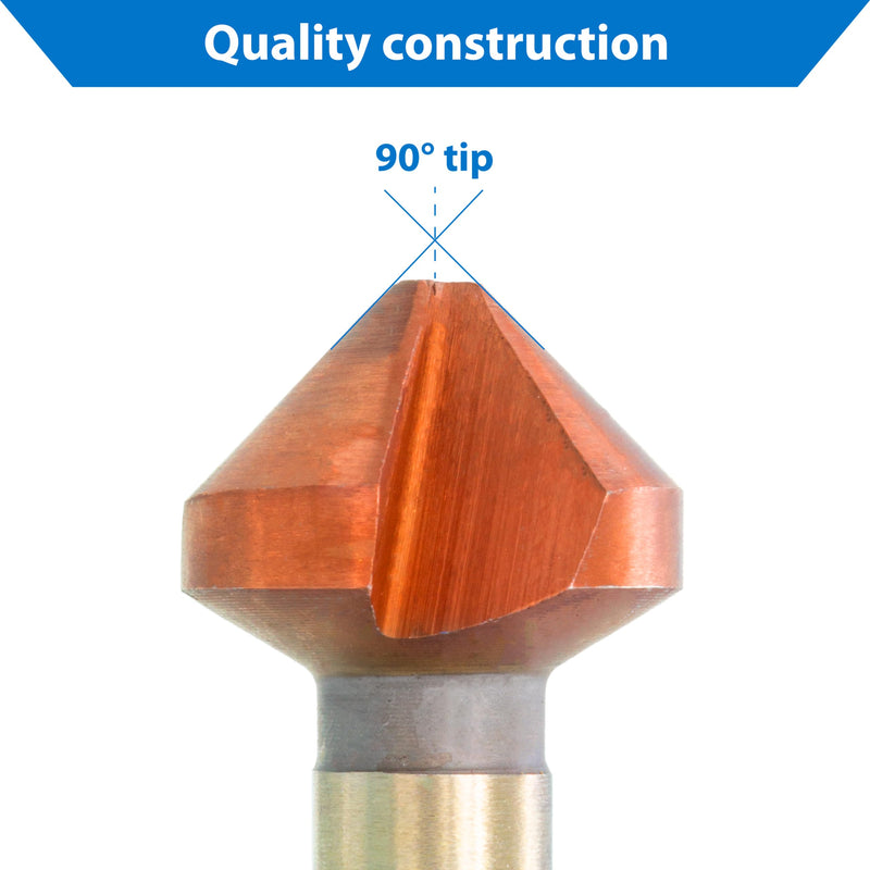 TJR® Countersink 90° Set of 6 Pieces 1/4", 1/3", 2/5", 1/2", 2/3", 4/5" HSS (4241) Coated, for chamfering. Tool Bits Set for Steel, Aluminum, Brass, Wood, Plastic (Coated in Carton Box) Coated in Carton Box