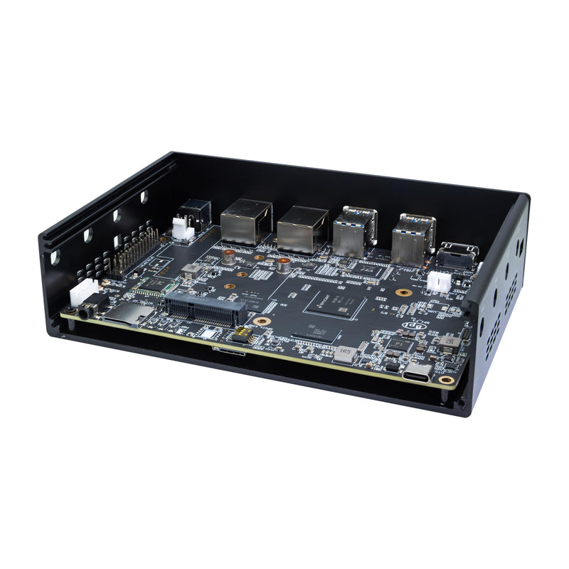 WayPonDEV Black Metal Case for Banana Pi BPI-F3 RISC-V K1 Chip SBC, Metal Heat Shell for Banana Pi BPI-F3 8 Core RISCV Single Board Computer, with Cooling Fan and Antennas (Black Metal Case)