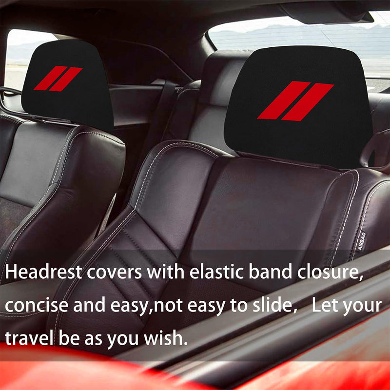 YOSRTER Headrest Covers for Dodge Charger Challenger Durango Accessories Soft Black Fabric Head Rest Cover Universal Fit to All Car/Truck Models 2 Pack（Red Trim） Red Trim