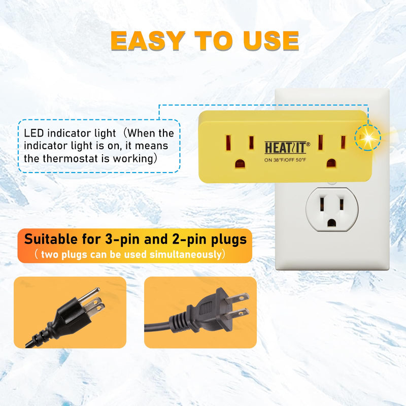 HEATIT ET-21 Freeze Thermostatically Controlled Outlet On at 38F /Off at 50F ET-24 1PCS 1.0