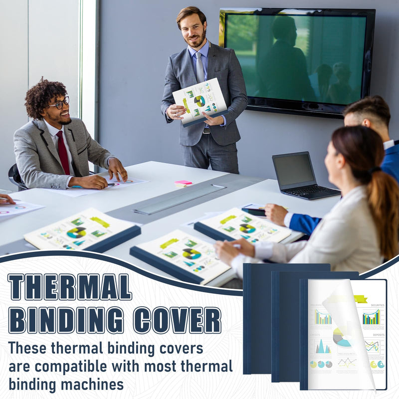10 Pcs Thermal Binding Covers, 8.5 x 11 Inch Letter Size, 1 Inch Spine Holds 240 Sheets, Clear Front Paper Back Report Cover Suitable for Schools Offices Presentation(Blue) Blue