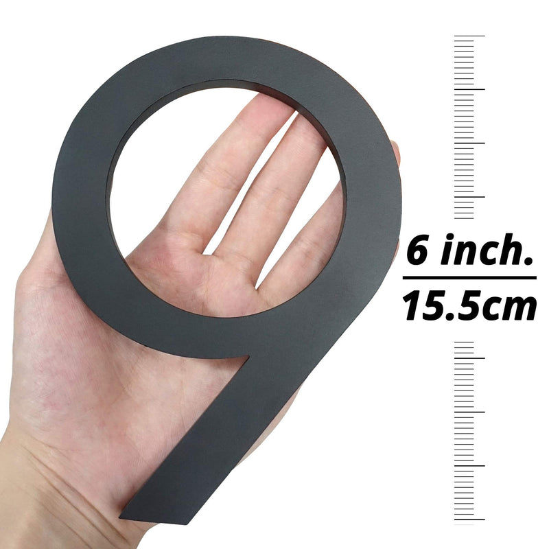 HASWARE Floating House Number 6 inch Stylish Door Numbers Alphabet Plaque Street Home Address Numerals (Black, 2) Large 2 Black