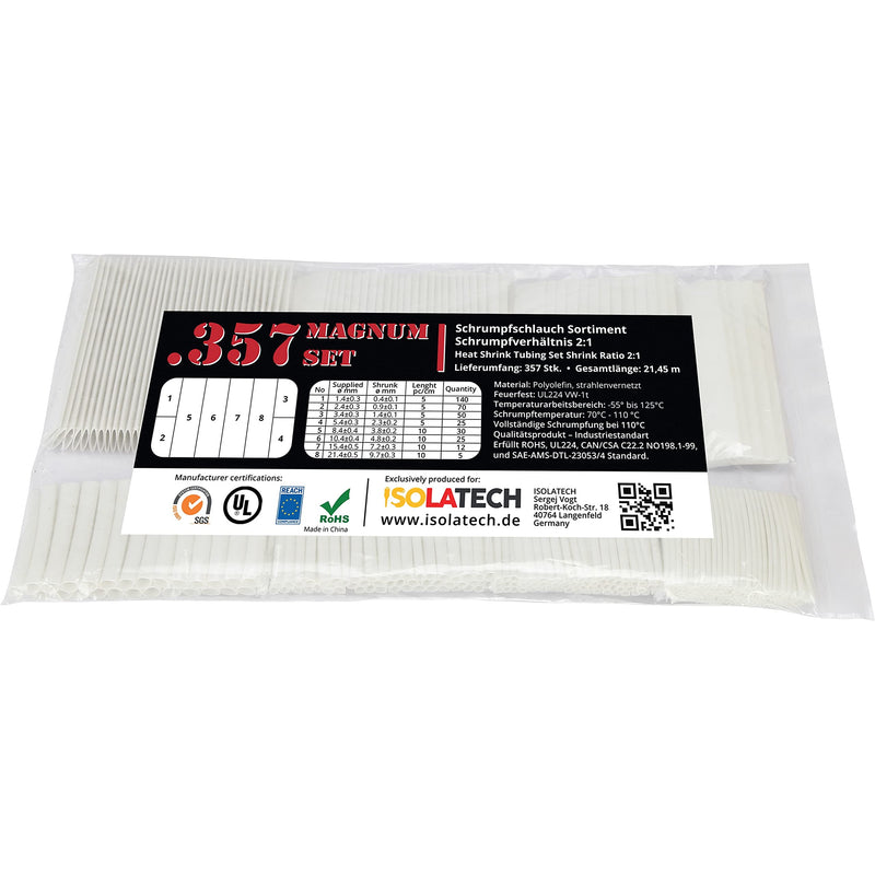357-piece Magnum Set from ISO-PROFI® shrink tubing assortment in a white bag 2:1 without glue