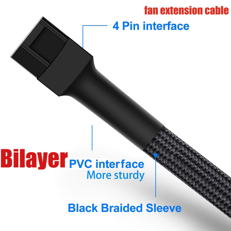 10.6" pwm fan extension cable，4 pin fan extension cable，cable extension pc，3-Pin/4-Pin cooling fan extension cable wire (10.6"（27cm） 4pcs) 10.6"（27cm）4pcs