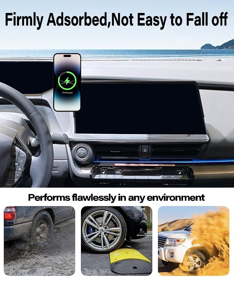 Car Phone Holder for 2023 2024 2025 Toyota Prius Accessories 15W Fast Wireless Charger Screen Fixed Clip Cell Phone Mount Hands-Free 360 Degree Rotation (12.3 Inch)