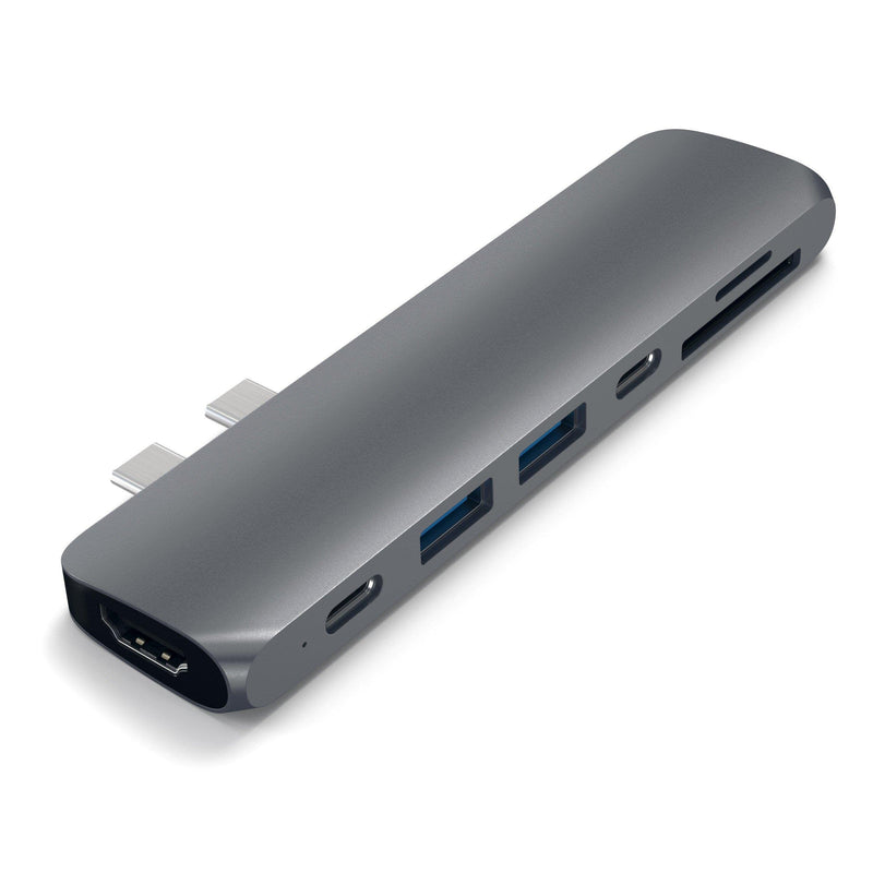 Satechi USB C Hub Adapter, USBC Dongle 7 in 1, USB-C with 4K HDMI, 87W PD Charging, USBC Data, 2 USB-A Data, Micro/SD Card Readers, for MacBook Pro/Air M1 M2 M3 M4 - Space Gray