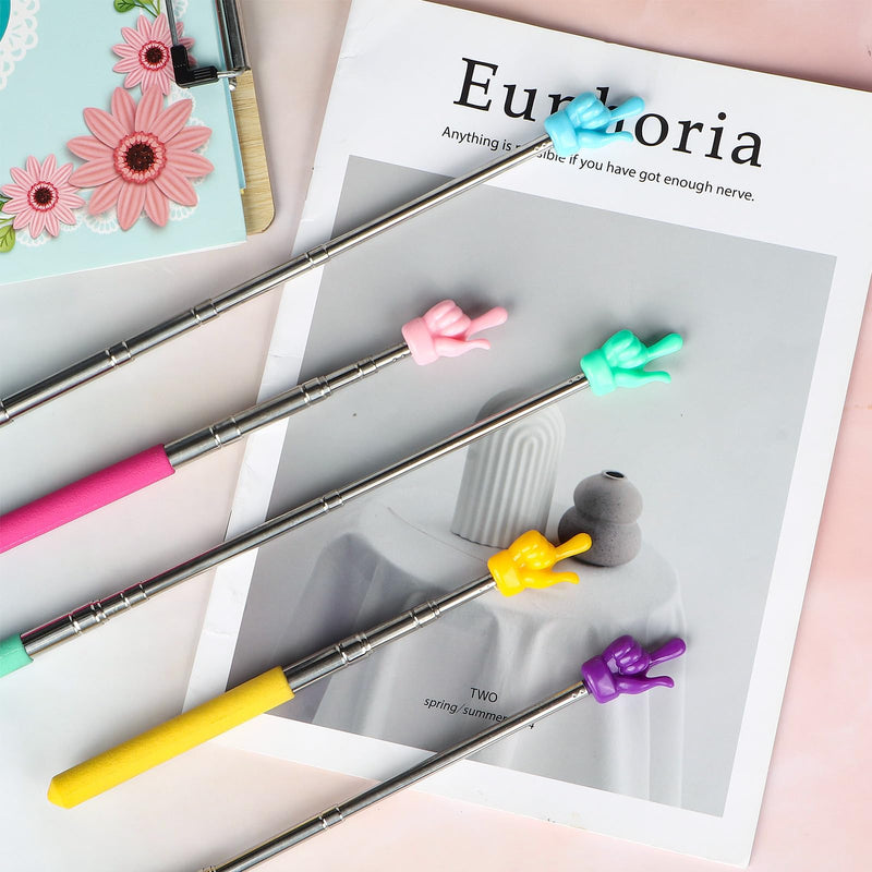 6 Pcs Telescopic Teacher Pointer Sticks, Mini Extendable Hand Pointers, Retractable Classroom Finger Pointer Sticks for School Teaching, Enterprise Training, Conference Presentation