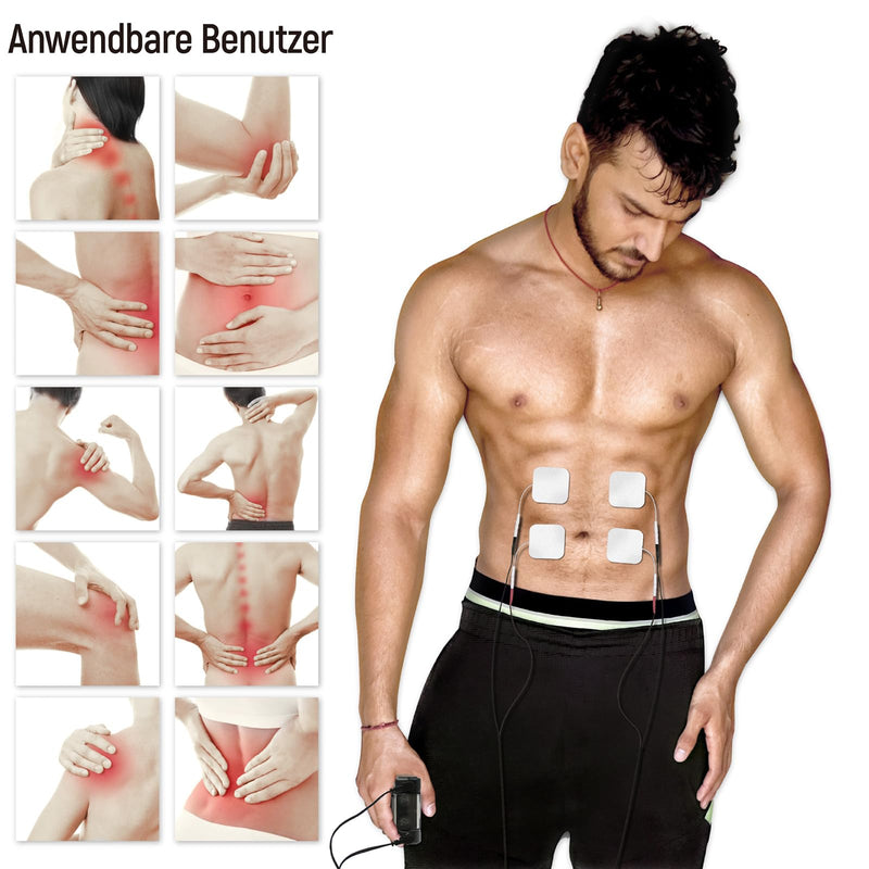 iStim 16 TENS Electrodes 5 x 5 cm - Super Soft, Self-Adhesive & Reusable Black Pads for TENS EMS Devices - Certified Medical Device for Pain and Muscle Therapy with 2 mm Connection