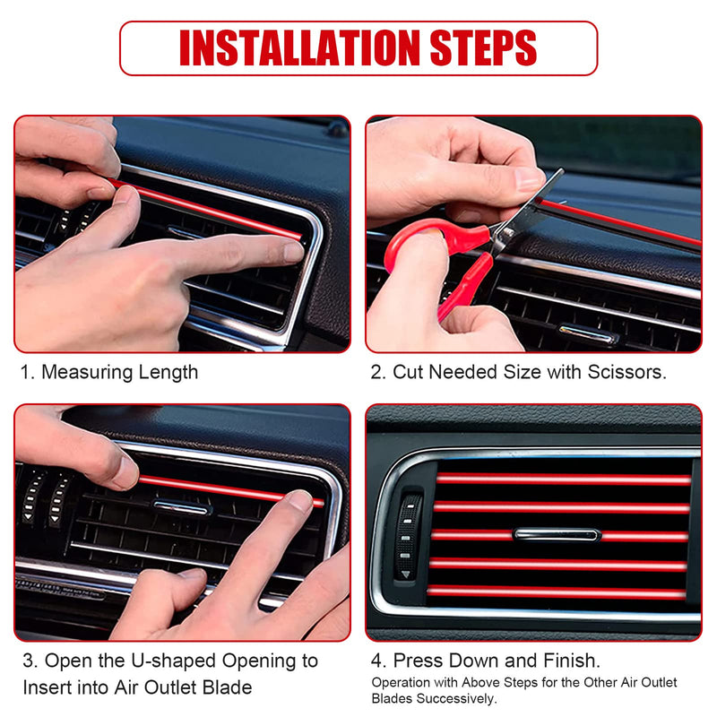 20 Pieces Universal Car Air Conditioner Vent Trim Decoration Strip Accessories, Waterproof Flexible Shiny Auto Car Vent Interior Accessories for All Air Vent Outlet (A-Red - 20 Pieces) A-Red - 20 Pieces