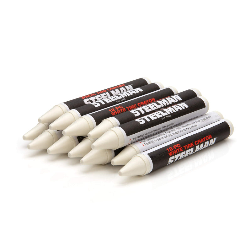 Steelman White Tire Marking Crayons for Mechanics, Marks Damage on Wet and Dry Tires, Box of 12