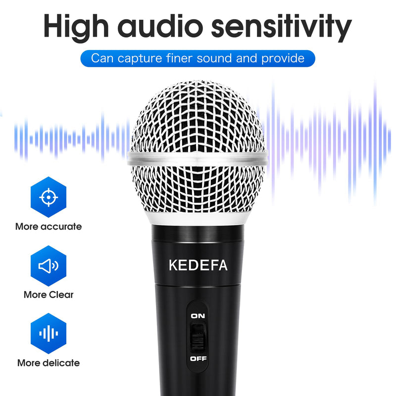 KM88 Handheld Wired Karaoke Microphone, Super Cardioid Dynamic Vocal Mic with 13.12ft Detachable XLR Audio Cable and ON/Off Switch, for Karaoke Singing Machine, Speaker