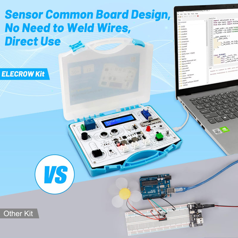 ELECROW All-in-one Starter Common Board Kit Compatible with Arduino Projects, 15 Sensors Modules Kit and Online Tutorials(21 Lessons) All-in-one kit