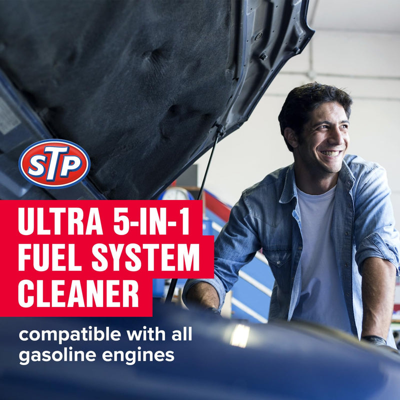 STP Ultra 5 In 1 Fuel System Cleaner and Stabilizer, Deep Cleans Fuel System and Fights Engine Friction, 12 FlOz 12 Fl Oz (Pack of 1) System Cleaner (1 Pack)