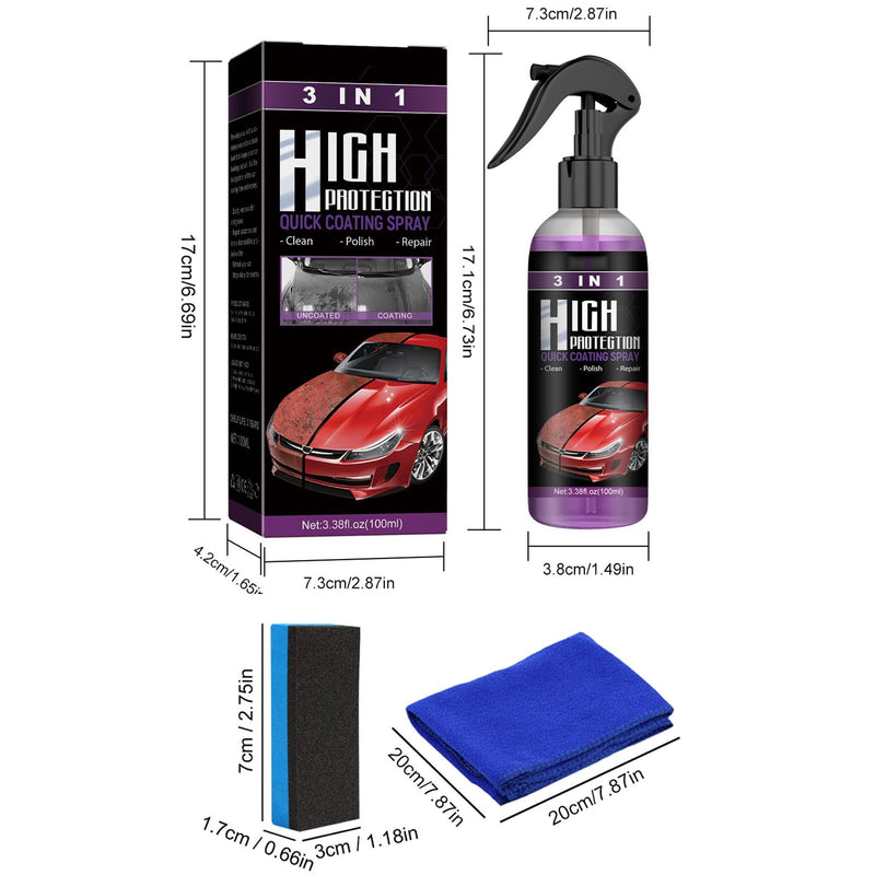 3PCS Newbeeoo Car Coating Spray, High Protection 3 in 1 Spray, 3 in 1 High Protection Quick Car Ceramic Coating Spray, 3-in-1 High Protection Car Spray, 3in1 High Protection Car Coating Spray