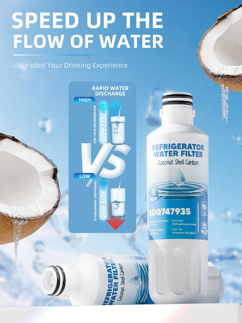 LRFLC2706S, LF29H8330S, LRFWS2906S, LRMDS3006S, LMXS28626S, LMWS27626S, LHFS28XBS Water Filter Replacement Fit for LG Lt1000P/PC/PCS, Include ADQ73334008 Air Filter, 3 Combo By AVXBYR