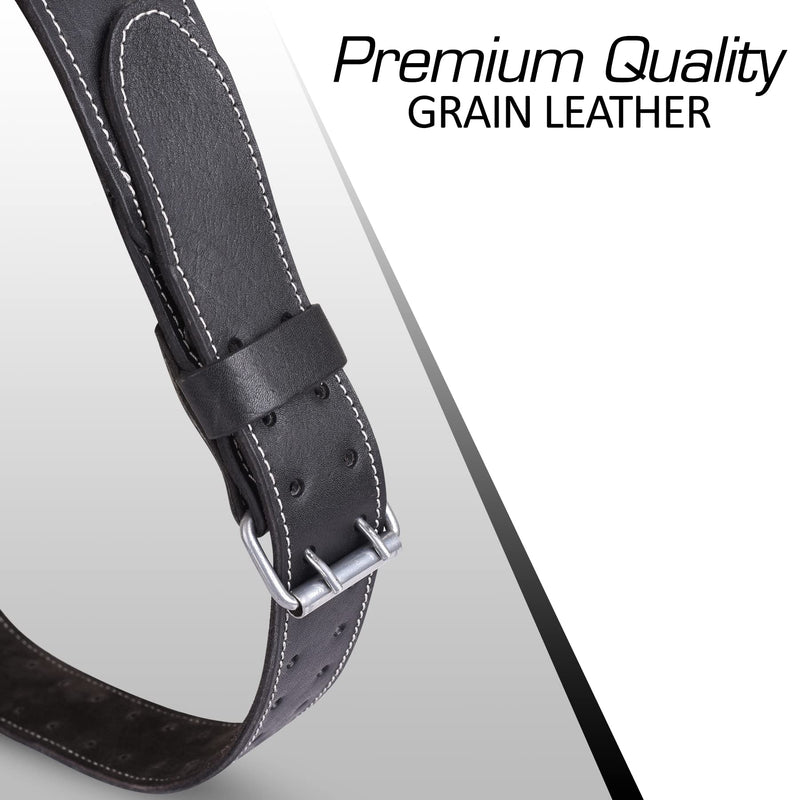 FUERI Premium Leather Work Belt | Adjustable Tools Work Belt for Suspender and Pouches with Padding Covered with Mesh for Carpenter, Electrician, Framer, Mechanic (Black) Black