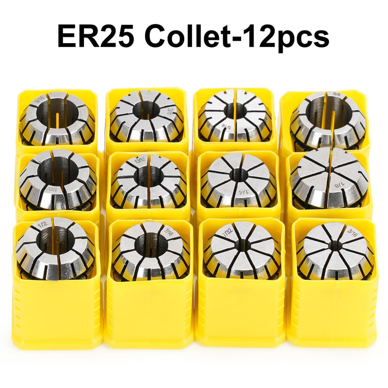 12PCS ER25 Spring Collet Set for CNC Engraving Machine & Milling Lathe Tool Workholding Engraving Collets