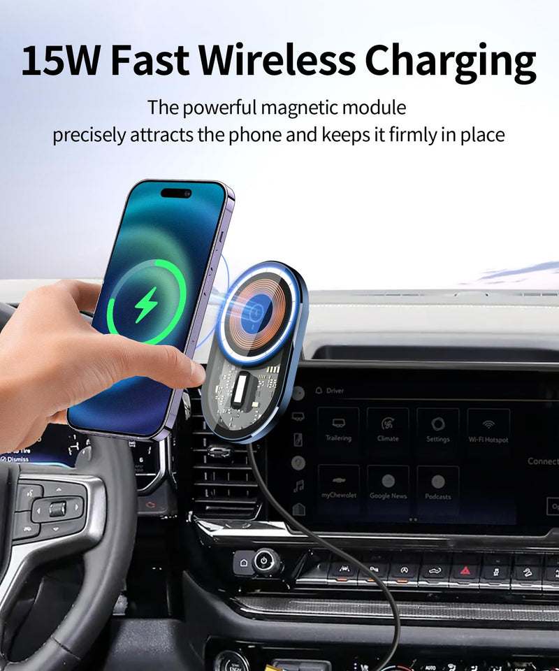 Wireless Charging car Phone Holder for Chevrolet Silverado HD 2022-2025 Accessories 13.4 inch Screen Fixed Clip,360° Rotation car Phone Mount Compatible with MagSafe