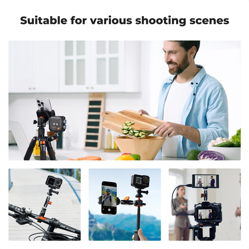 K&F Concept Dual Ball Heads Magic Arm, Articulating Mini Magic Arm with 1/4"-20 Screw, 360° Swivel Ball Head, Aluminum Alloy Camera Monitor Mount Arm for Camera, Light, Microphone, Monitor