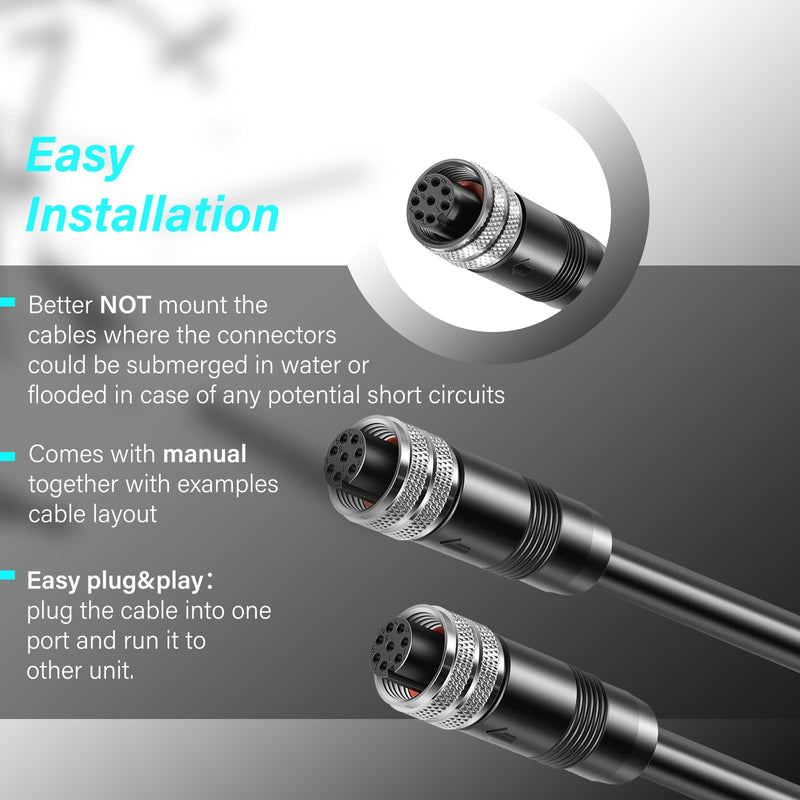 720073-3 20 Feet Ethernet Cable AS EC 20E Replacement Part for Humminbird Black Fit for Helix, APEX, SOLIX and Onix Models