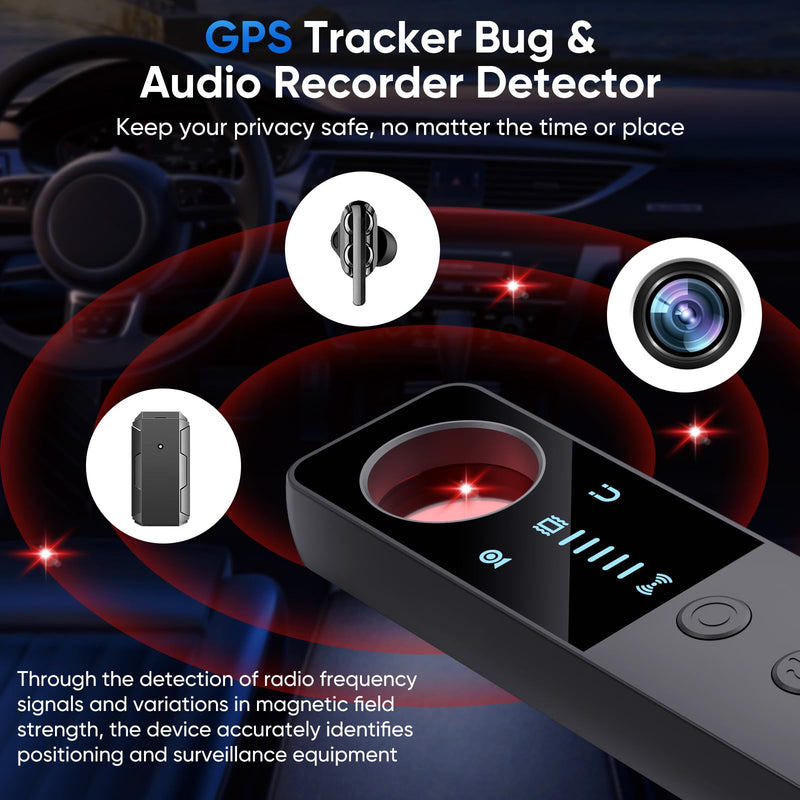 Hidden Camera Detectors - 2025 Upgraded GPS Tracker Detector - Bug Sweeper Detector and Camera Detector - RF Detector Spy Camera Finder for Travel, Hotels, Home, Office and Car - Black