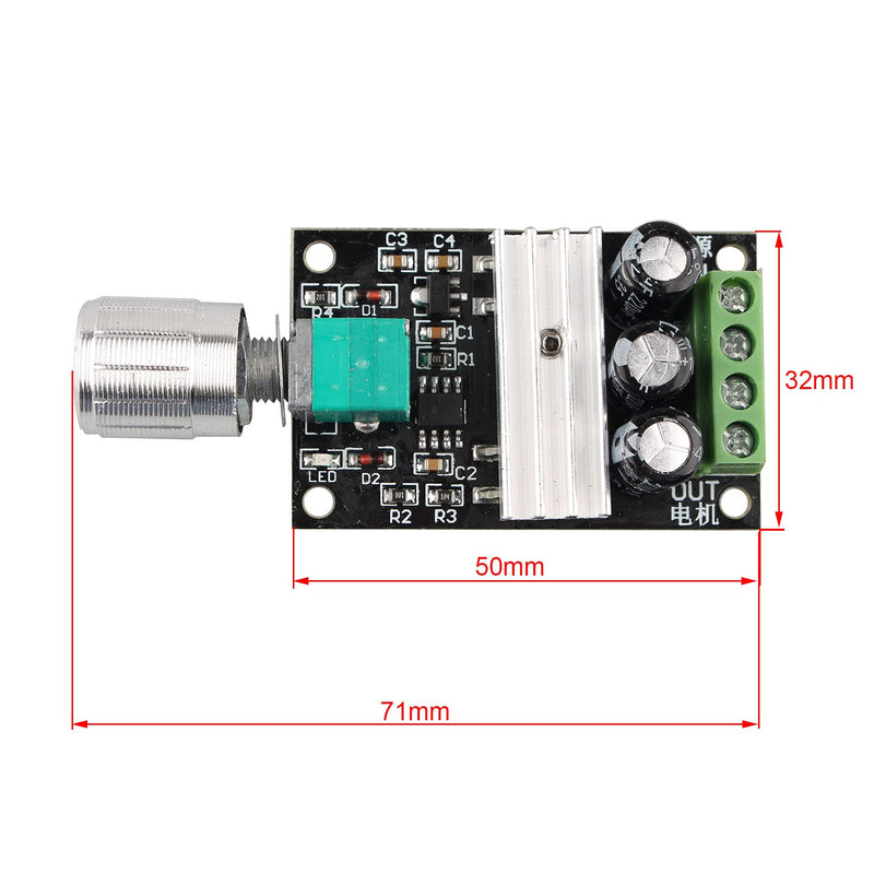 Jopto 2 pieces PWM DC motor speed controller, 6V 12V 24V 28V 3A 80W DC motor speed controller PWM adjustable variable speed switch DC motor driver 1203BK