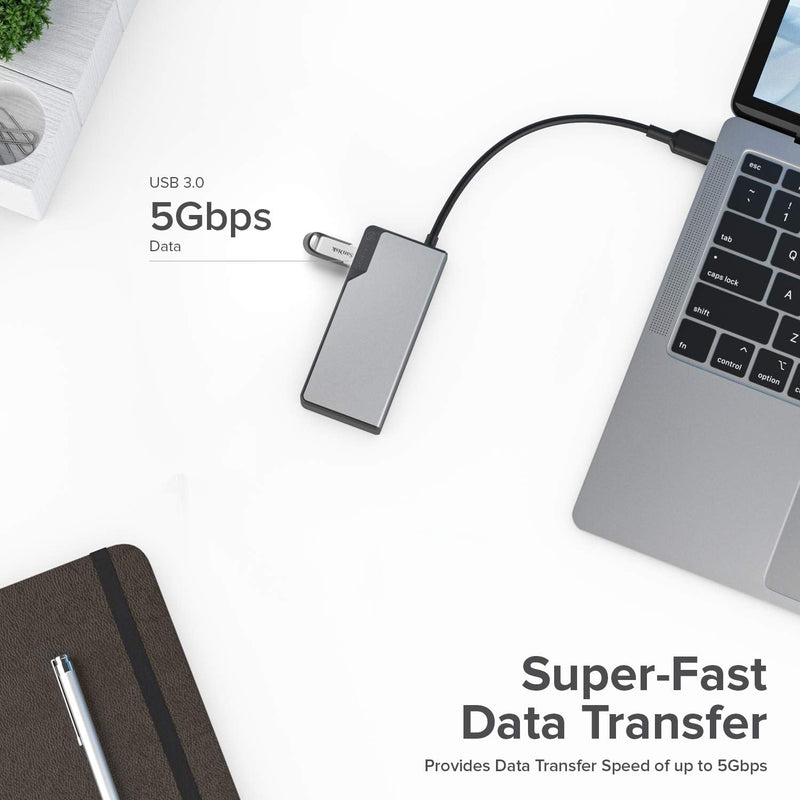 Alogic UCFUUA-SGR USB-c Fusion Swift 4in1 Hub Dock 4xusb-a USB 3.0 Space Grey