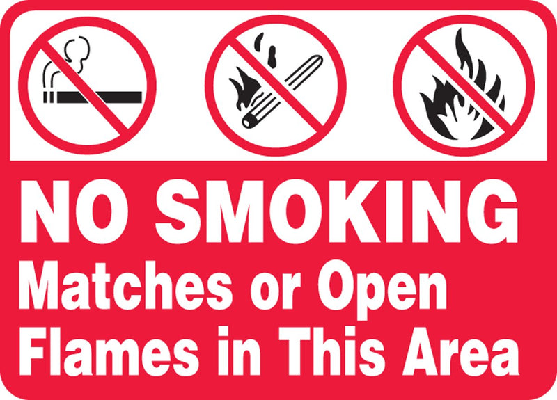 Accuform "No Smoking Matches Or Open Flames in This Area" Safety Sign, Accu-Shield™, 10 x 14 Inches (MSMG505XP)