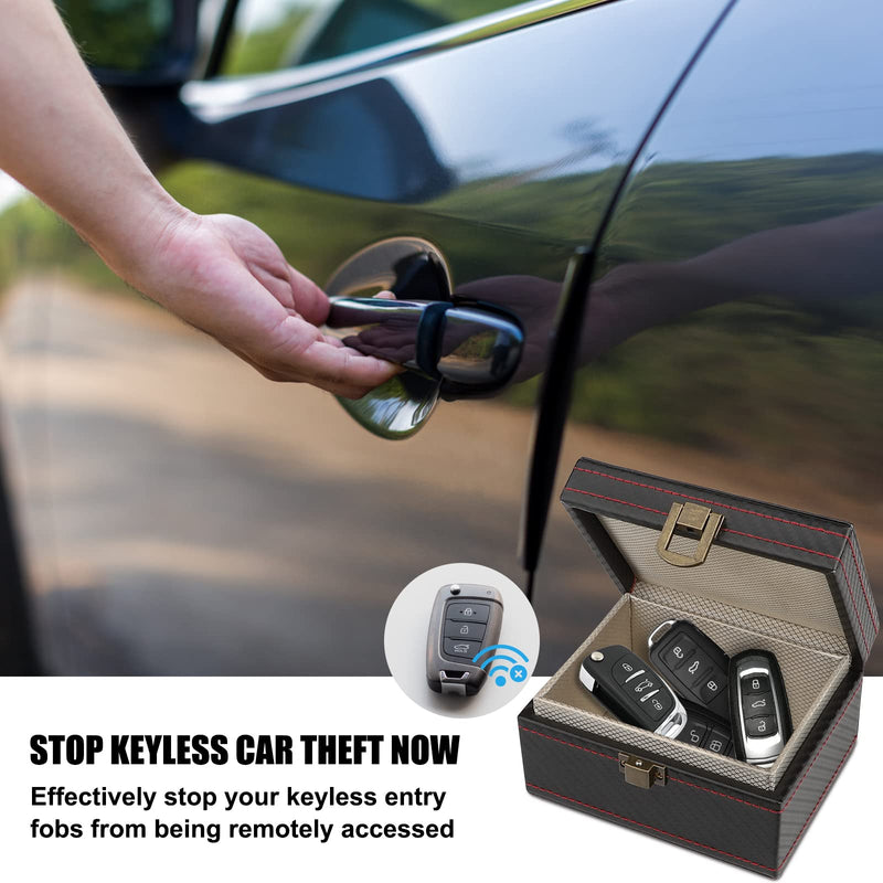 Faraday Box, [Carbon Fiber Texture] RFID Box for Car Keys, Key Fob Protector, Signal Blocker for Keyless Fob, Car Key Signal Blocker Cage, Signal Blocking Box for Car Keys Phones (Medium) Medium, Capacity(4-6 Keys)