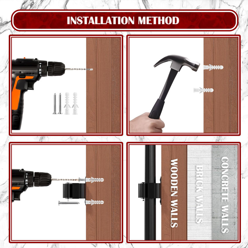 3-H 8 piece tool holder set 0.7 mm wall broom holder steel garden tool holder for broom garden tools home garden black 8 pieces