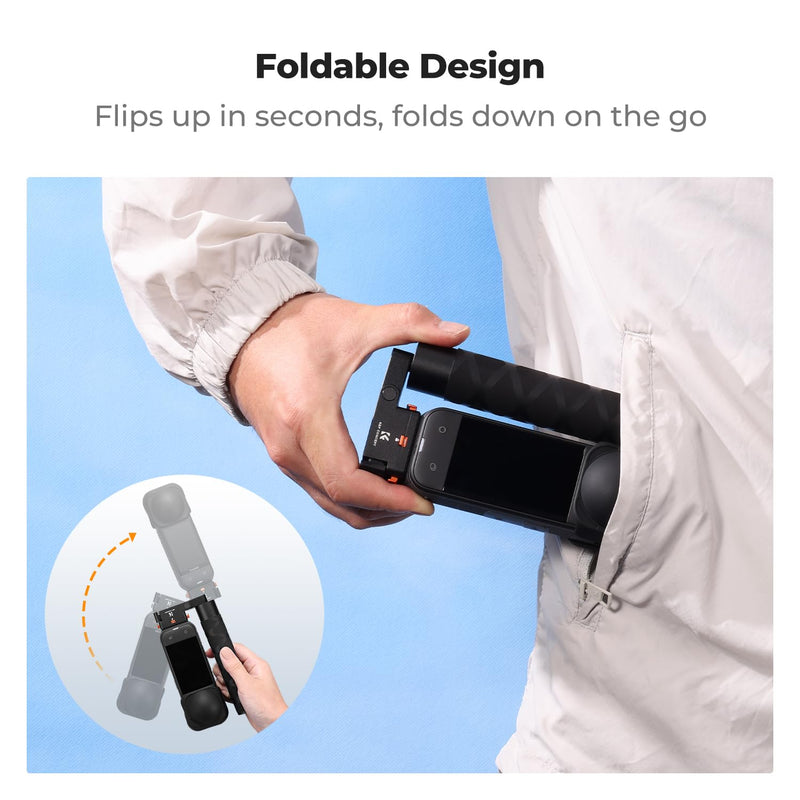 K&F CONCEPT Magnetic Quick Release Foldable Selfie Stick Compatible with Insta360 X5, 89cm/35inch Aluminum Alloy Extension Rod Invisible Pole, Adjustable Handle Grip with Safety Lock