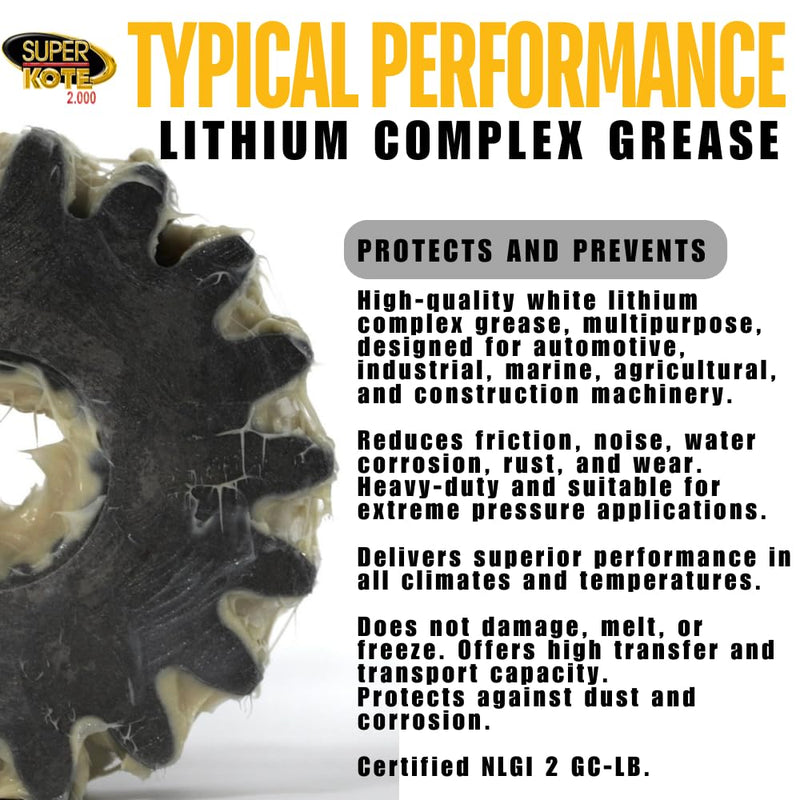 Lithium Complex Grease SUPERKOTE 2000 - White Lubricant Grease EP/Multipurpose/Lithium Complex/Lubricant/EP/High Temp/Automotive/Bicycle/Bike/Industry/White / 114g