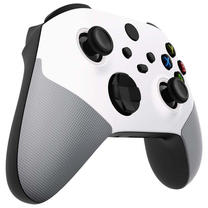 eXtremeRate ASR Version Redesigned Shell for Xbox Core Controller - Performance Rubberized Grip, Anti Sticks Rubbing Rings - Custom Faceplate for Xbox Series X & S Controller - White & Gray