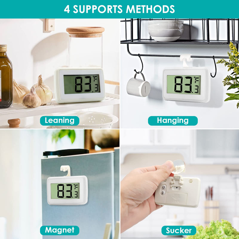 6 Pack Digital Refrigerator Thermometer, Waterproof Freezer Room Thermometer,High Precision Fridge Alarm Thermometer with Hook for Kitchen Home,°C/°F Convertible 6 Pack