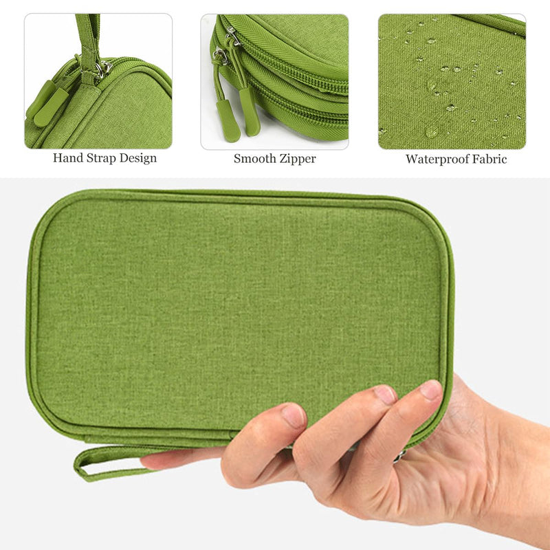 Electronic Organizer Travel USB Cable Accessories Bag/Case, Waterproof Electronics Accessories Case Organizer Bag for Cable, Cord, Charger, Phone, Power Bank, Earphone (Grass Green, Large) Grass Green