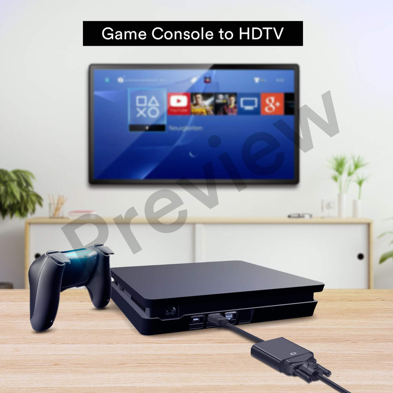 HDMI to VGA 1080P, HDMI Male to VGA Female with Audio for Laptop,pc,Desktop,TVbox,Xbox ,PS3,PS4 etc ---Black