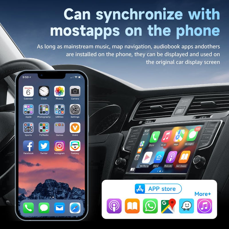 Mini Wireless Carplay Adapter 2024, Easy to Set Up and Upgrade Wired CarPlay&Android Auto to Wireless, Connects Quickly, Portable Mini Car Play Dongle, Fit for Cars with Built-in CarPlay