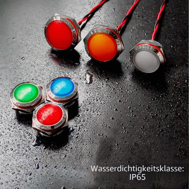 Formed 4 pieces 110V-230V 20mA energy saving indicator, metal indicator lamp, waterproof signal lamp, hole size 16 mm, red LED (head with spherical surface) Red (230 V)