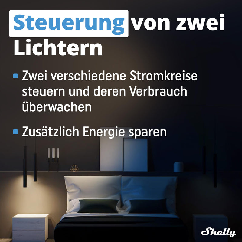 Shelly Wave 2PM | Z-Wave Smart Switch Relay | 2 Channels 16 A with Current Metering | Home Automation | Z-Wave Gateway Required | Low Power Consumption | Z-Wave Repeater | High Compatibility Shelly Wave 2PM