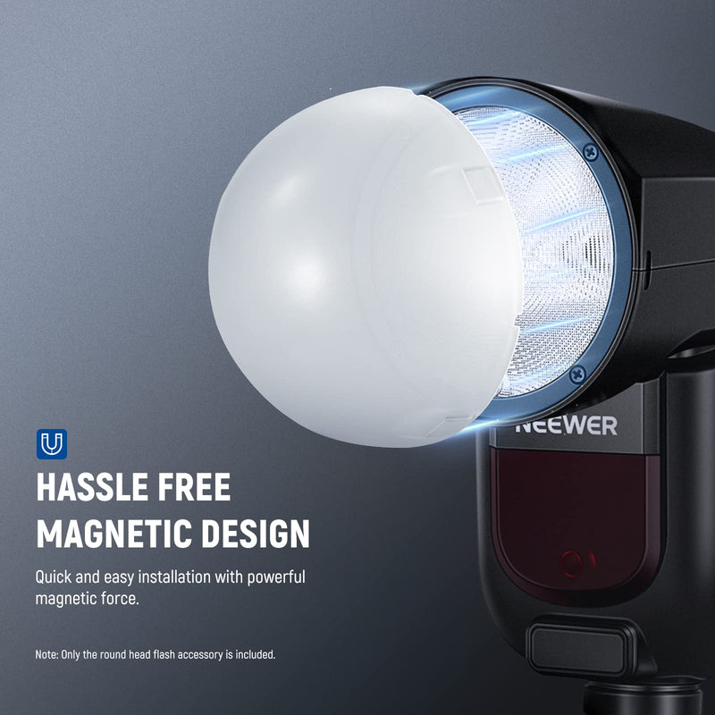 NEEWER Magnetic Dome Diffuser for Z1 Round Head Speedlite Flash, Magnetically Attached Flash Dome Light Modifier for Z1-S, Z1-N, Z1-C Speedlite, M12