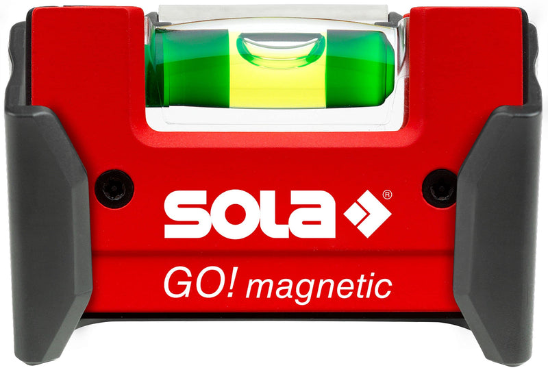 Sola GO! magnetic CLIP - mini magnetic spirit level made of glass fiber reinforced plastic - small magnetic spirit level with V-groove for pipes - small magnetic pocket spirit level - with belt clip GO! magnetic + belt clip