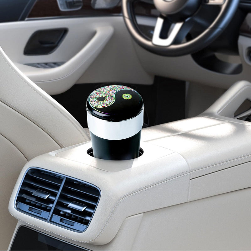 Car Ashtray,Ashtray Can with Lid,Ashtray for Outside Patio, Portable Smokeless Ashtray Cup Cigar Garbage Container with Blue LED Light, Ashtray For Car, Smell Proof Ashtray With Lid Black