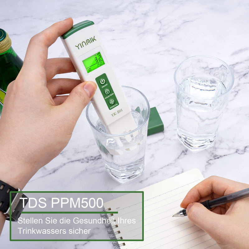YINMIK Digital pH Meter and TDS Tester Set, TDS EC with a Horizontal Screen, ppm Meter Water, Pool pH Meter, TDS EC Meter for Drinking Water, Aquarium... Green