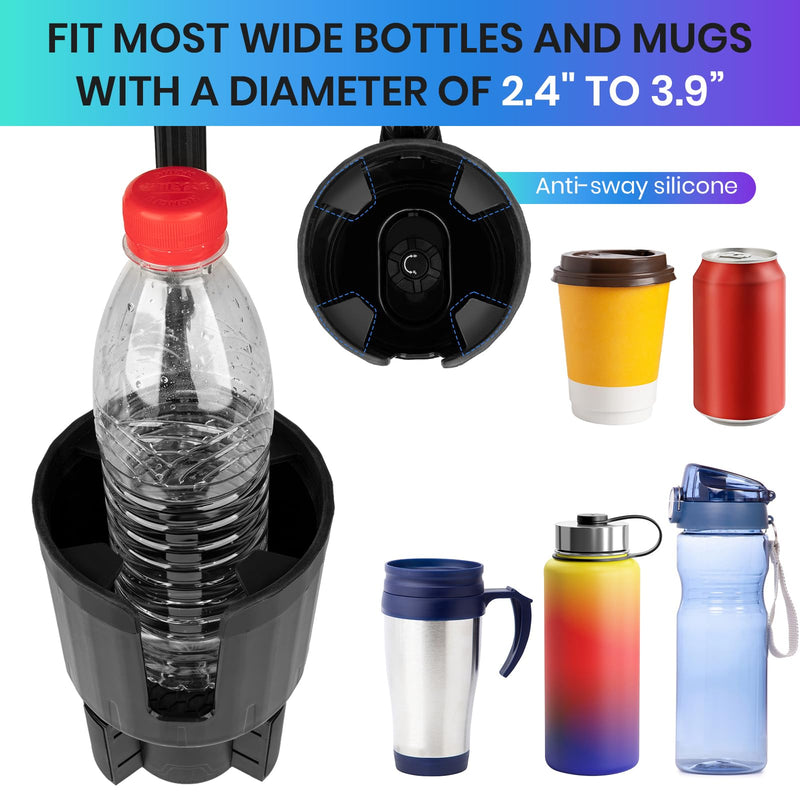 Car Fan, Car Fan Cup Holder with Colorful Lights, USB Portable Vehicle Cooling Air Fan for Car SUV, RV, Truck, 3 Speed, 360 Degree Rotatable, 6.6" USB Powered Electric Car Fans (Dual Head) Dual Head